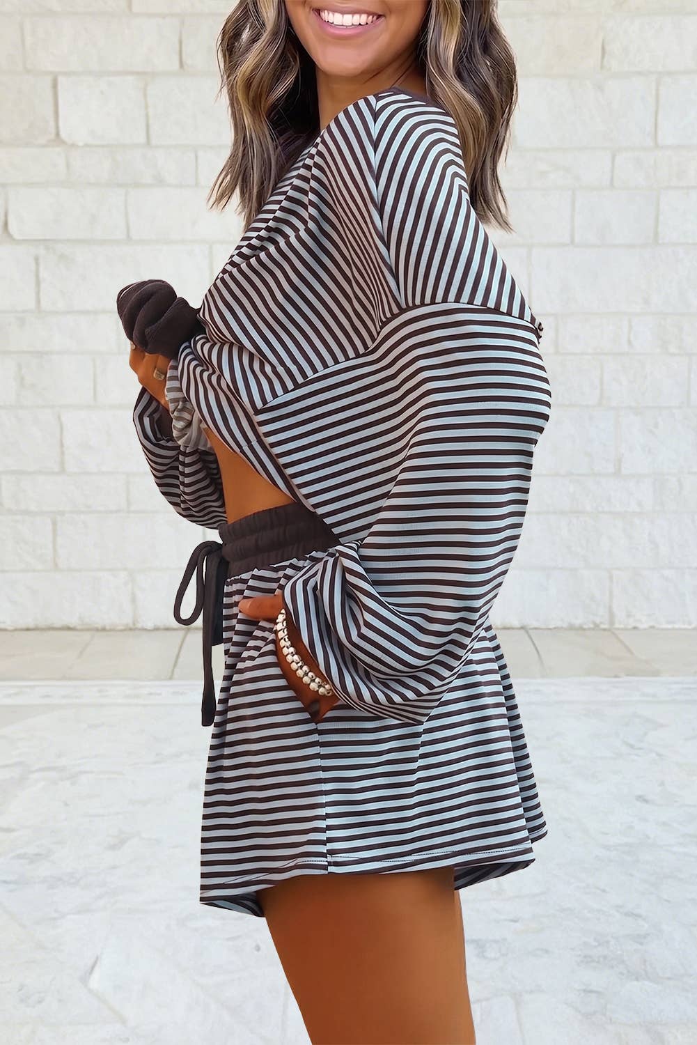 Two Piece Brown Stripe set