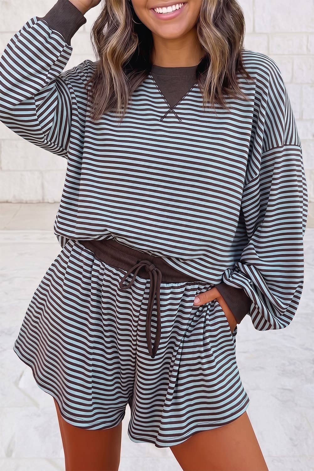 Two Piece Brown Stripe set