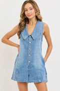 Denim Button up Sleeveless Romper
