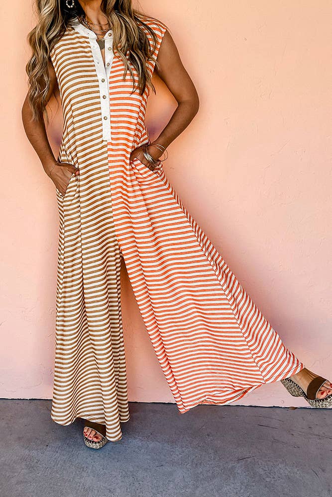Colorblock Sleeveless Jumpsuit